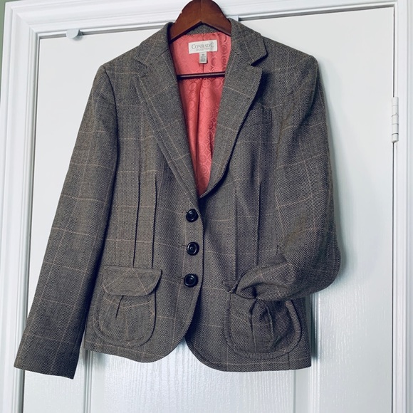 100% WOOL CONRAD C TWEED BLAZER - Picture 2 of 8